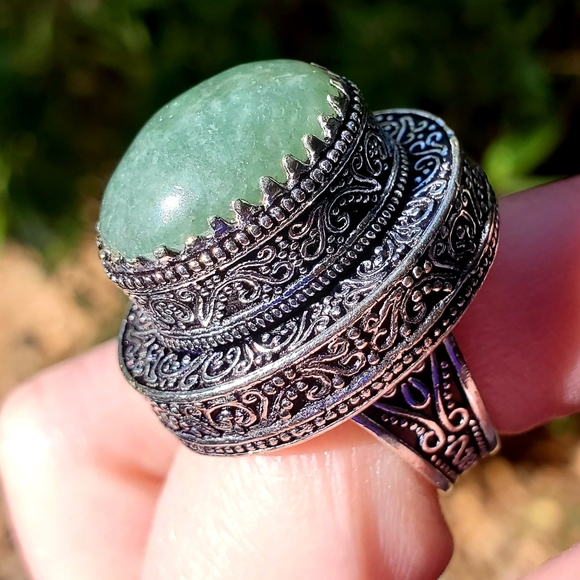 New Amazonite Antique Design 925 Silver Statement Ring. - Picture 8 of 13